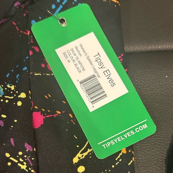 Tipsy Elves Women Leggings Size Medium Paint Splatter Leggings 90s Novelty - Picture 3 of 5
